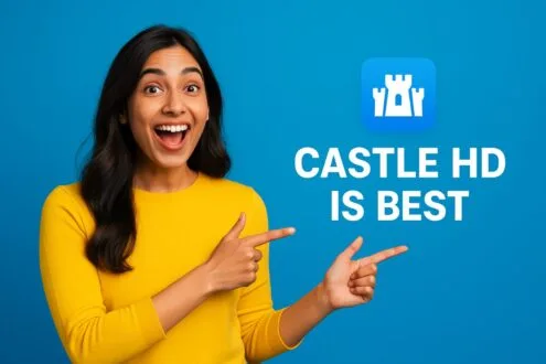Castle APP vs. Cinema APP 1 a girl is explaining castle HD is best